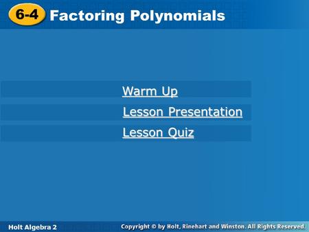 Factoring Polynomials