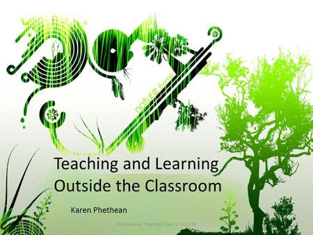 Teaching and Learning Outside the Classroom Karen Phethean March 2012Professional Practice 1 Sem 2 2012 KP.