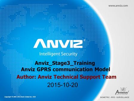 Copyright © 2001-2013 Anviz Global Inc. USA Anviz_Stage3_Training Anviz GPRS communication Model Author: Anviz Technical Support Team 2015-10-20.