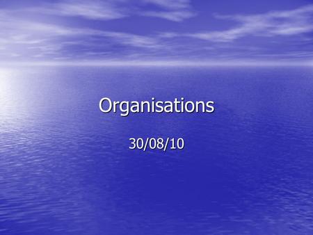 Organisations 30/08/10. Small Businesses We can tell a small business by: We can tell a small business by: How many branches it has or if it has only.