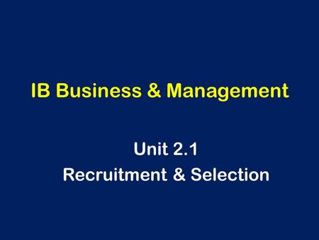 IB Business & Management