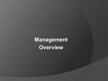 Management Overview. Managers Management Organizations.