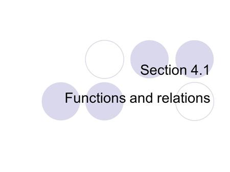 Functions and relations