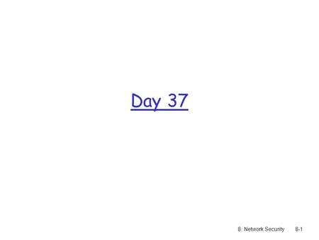 Day 37 8: Network Security8-1. 8: Network Security8-2 Symmetric key cryptography symmetric key crypto: Bob and Alice share know same (symmetric) key: