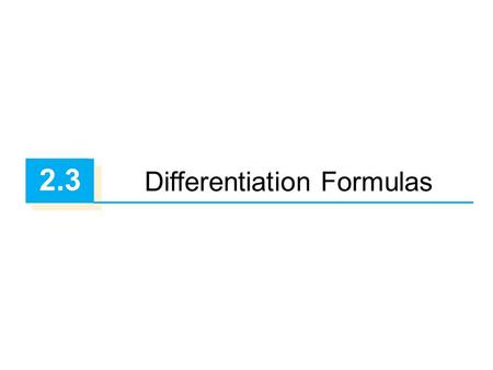 Differentiation Formulas