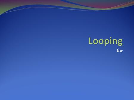 For. for loop The for loop in Python is more like a foreach iterative-type loop in a shell scripting language than a traditional for conditional loop.