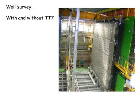 Wall survey: With and without TT7. The wall targets are hybrid targets made of precise uncoded targets (the pin targets) which enter in the hole of the.