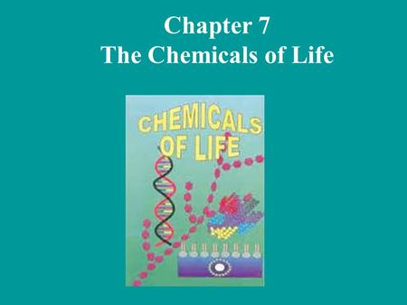 Chapter 7 The Chemicals of Life. Syllabus Appreciate all living things are made of chemicals Name the chemical elements present in food Reasons for requiring.