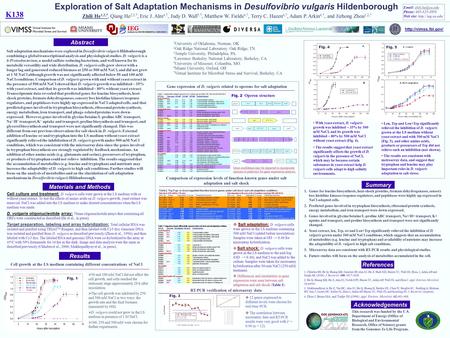 Exploration of Salt Adaptation Mechanisms in Desulfovibrio vulgaris Hildenborough Zhili He 1,2,7, Qiang He 2,3,7, Eric J. Alm 4,7,