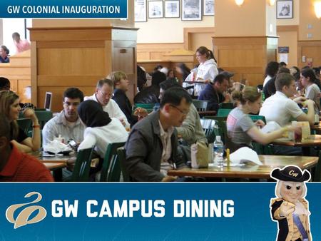 GW Campus Dining Principles Experience that is uniquely GW Variety & freedom of choice Cultivates student wellness Easy access to convenience Flexible.