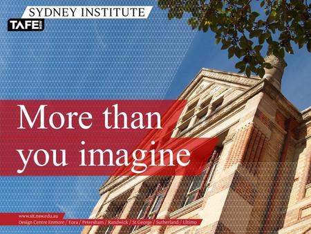 More than you imagine. More than you imagine www.sit.nsw.edu.au Associate Director BS&S Marketing Services Business Development National Business International.