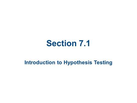 Introduction to Hypothesis Testing