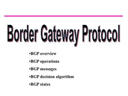 Border Gateway Protocol