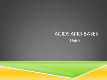 ACIDS AND BASES Unit VII. I ELECTROLYTES  An electrolyte is a compound, that when dissolved in water, conducts electricity  How?  Ions (charges) produced.