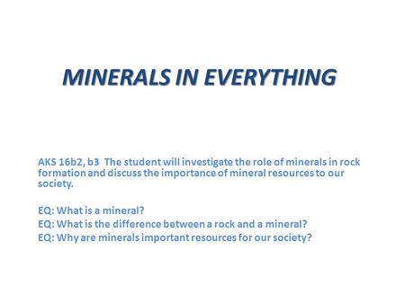 MINERALS IN EVERYTHING