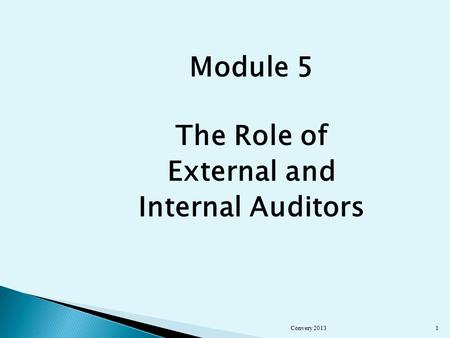 Module 5 The Role of External and Internal Auditors Convery 20131.