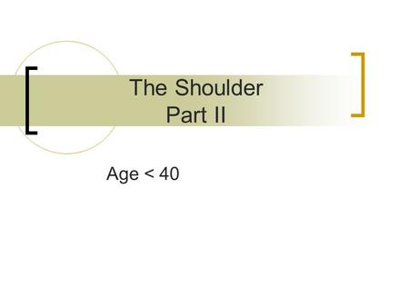 The Shoulder Part II Age < 40.