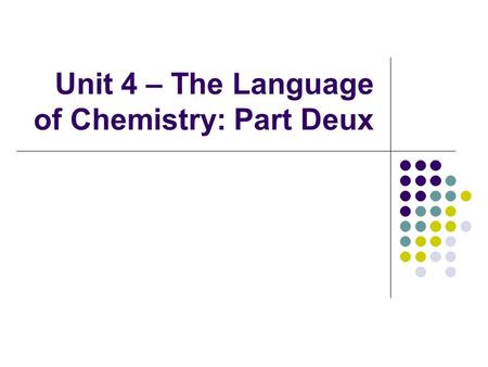 Unit 4 – The Language of Chemistry: Part Deux. Amadeo Avogadro II.B.2(f) – Describe Avogadro’s hypothesis and use it to solve stoichiometric problems.