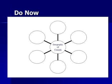 Do Now Geography of Canada. Essential Question 1) How would you describe the geography of Canada? 2) How do geographic features affect how people live?