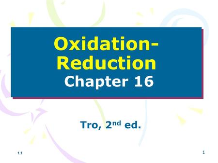 Oxidation-Reduction Chapter 16