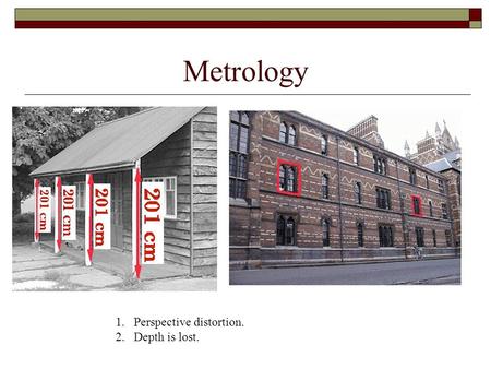 Metrology 1.Perspective distortion. 2.Depth is lost.