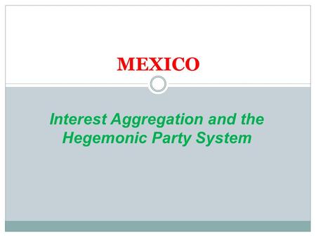 Interest Aggregation and the Hegemonic Party System