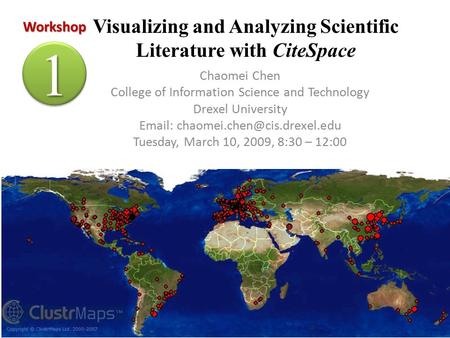 Visualizing and Analyzing Scientific Literature with CiteSpace Chaomei Chen College of Information Science and Technology Drexel University