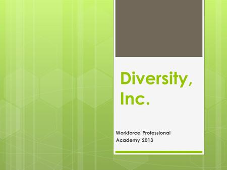 Diversity, Inc. Workforce Professional Academy 2013.