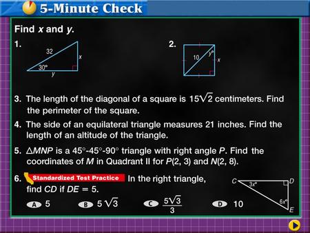 Transparency 4. Transparency 4a Chapter 9 Right Triangles and Trigonometry Section 9.5 Sine, Cosine, Tangent.