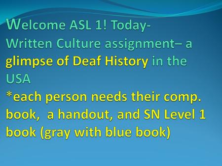 So due by end of tomorrow: a-f 1. The Level 2 book a-f in your composition books draft 2. A draft of your exam you plan to sign *choose a room in the.