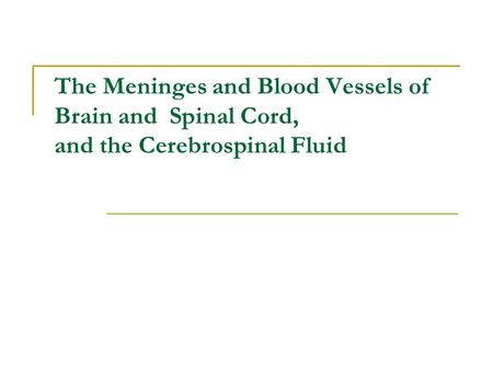 The Meninges of Brain and Spinal Cord