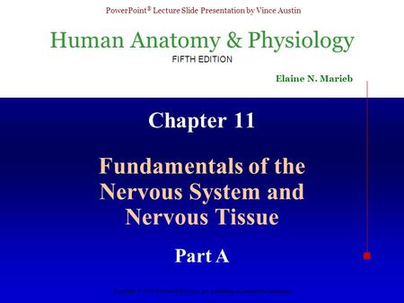 Human Anatomy & Physiology FIFTH EDITION Elaine N. Marieb PowerPoint ® Lecture Slide Presentation by Vince Austin Copyright © 2003 Pearson Education, Inc.