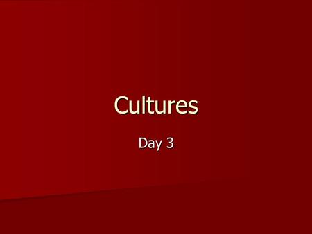 Cultures Day 3. “ When immigrants come to America they bring their culture, and that culture becomes part of a new country, it makes everyone stronger.”