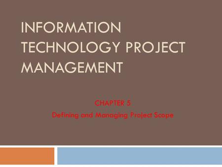 Information Technology Project Management