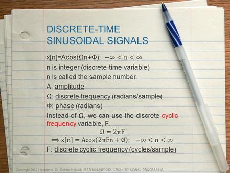 DISCRETE-TIME SINUSOIDAL SIGNALS