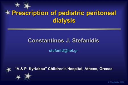 Prescription of pediatric peritoneal dialysis