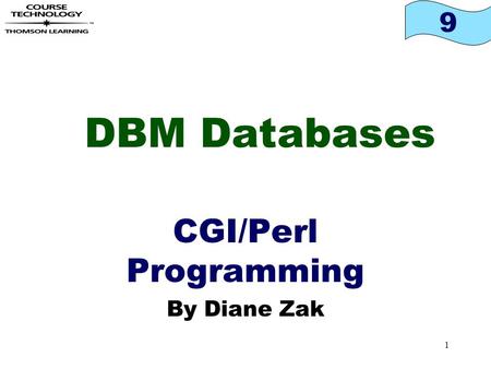 9 1 DBM Databases CGI/Perl Programming By Diane Zak.