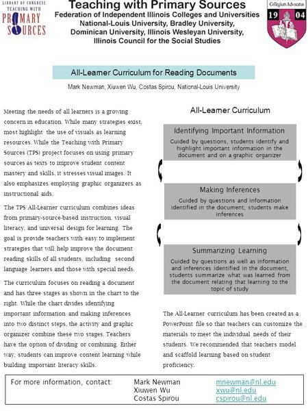 All-Learner Curriculum for Reading Documents Meeting the needs of all learners is a growing concern in education. While many strategies exist, most highlight.