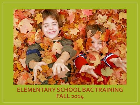 ELEMENTARY SCHOOL BAC TRAINING FALL 2014. JCPS TESTING UNIT Jacque Queenan – Assessment Support Technician Tammy Durham – Clerk II Ryan Goepper – Data.