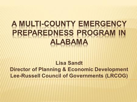 Lisa Sandt Director of Planning & Economic Development Lee-Russell Council of Governments (LRCOG)