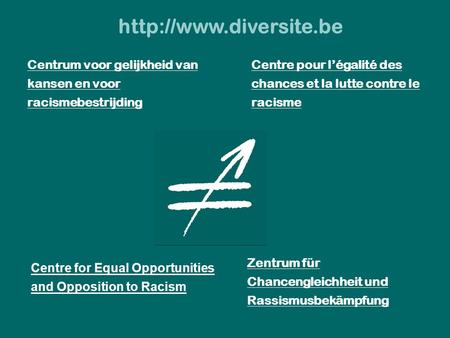 Zentrum für Chancengleichheit und Rassismusbekämpfung Centre for Equal Opportunities and Opposition to Racism Centre pour l’égalité des chances et la lutte.