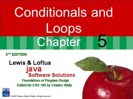 1 5 Conditionals and Loops. 2 Now we will examine programming statements that allow us to: –make decisions –repeat processing steps in a loop Chapter.