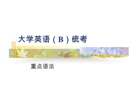 大学英语（ B ）统考 重点语法. 到装句 强调式 定语从句 名词从句 情态动词 推测句 虚拟语气 分词 独立主格 带介词的定语从句关联词 主谓一致.