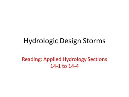 Hydrologic Design Storms