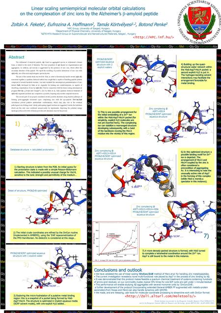 PM3&ZnB/SCRF optimized aqueous structure with 1 explicit water Zinc ASP7–HIS13–HIS14–HIS6 PM3&ZnB/SCRF optimized aqueous structure 7) 7) A.