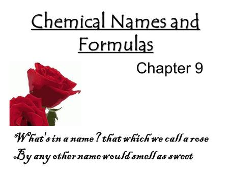 Chemical Names and Formulas