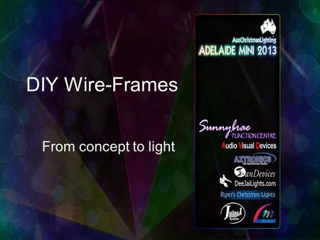 DIY Wire-Frames From concept to light. DIY Wire-Frames Topics –Designing your wire frame –Creating a design template –Building Bending wire Joining wire.