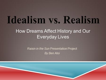 How Dreams Affect History and Our Everyday Lives Raisin in the Sun Presentation Project By Ben Aloi.