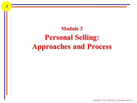 Module 3 Personal Selling: Approaches and Process