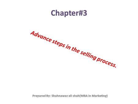 Summary of the chapter. Modern selling is quite different from the structure of primary step in the selling process. the term advance selling techniques.